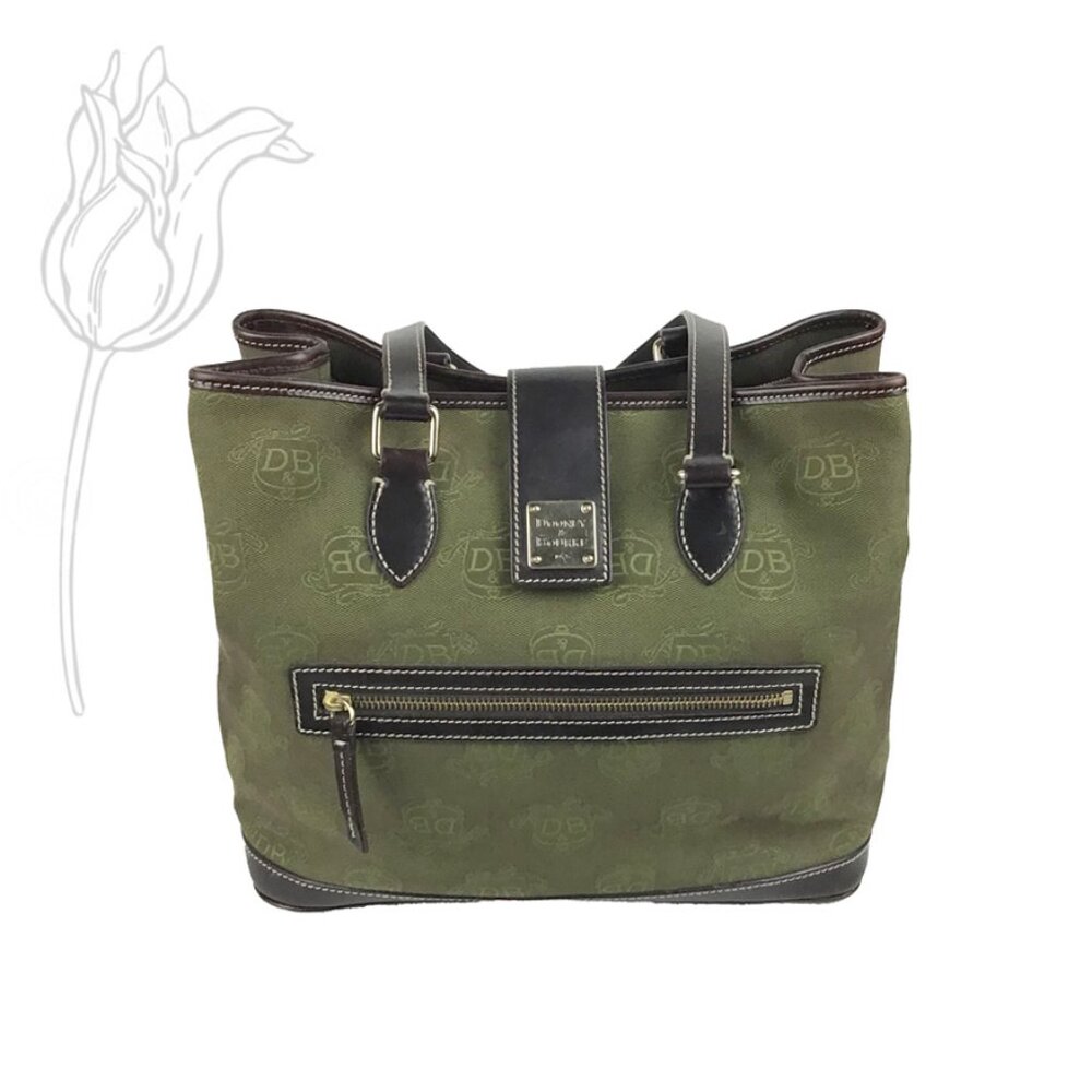 Dooney & Bourke Dark Green Canvas Shoulder Bag - Picture 2 of 15